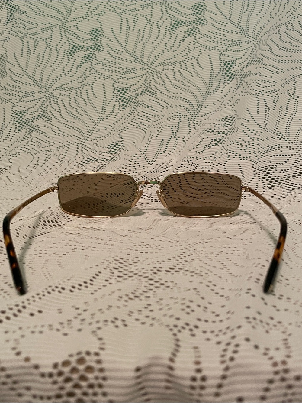 Prada Gold Metal Rectangle Sunglasses with Brown Lenses - Picture 7 of 14